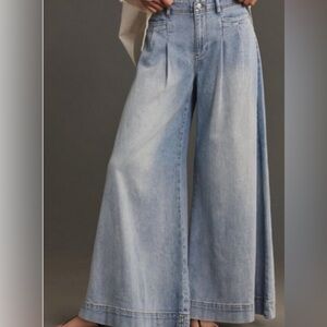 Pilcro pleated palazzo wide leg denim